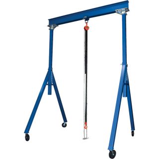 Vestil Steel Gantry Crane   Adjustable Height, 2000 Lb. Capacity, 10ft.L x 6