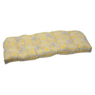 Outdoor Wicker Loveseat Cushion   Yellow/Gray Keene