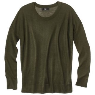 Mossimo Womens High Low Longsleeve Crew Sweater   Peabody Green L