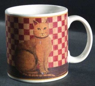 Sakura Country Kitties Mug, Fine China Dinnerware   David C Brown,Checks,Cats