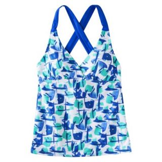 Clean Water Womens Printed Tankini Swim Top  Blue S