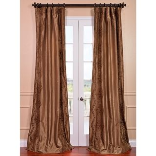 Chai Embroidered Faux Silk 96 inch Curtain Panel