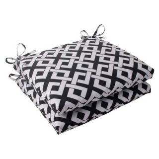 Outdoor 2 Piece Square Seat Cushion Set   Black/White Boxed In Geometric