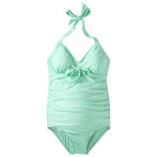 Womens Maternity Halter One Piece Swimsuit   Mint Green S