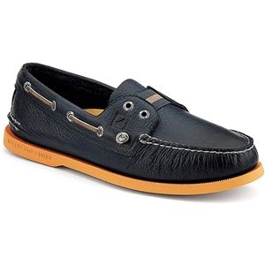 Sperry Top Sider Mens Authentic Original Gore Colored Sole Navy Orange Shoes, Size 7.5 M   1049428