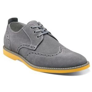 Florsheim Mens Hifi Wing Ox Gray Suede Charcoal Yellow Shoes, Size 11 M   15072 062