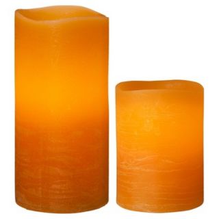 Threshold 2 Pack Assorted LED Mottled Pillar   Orange