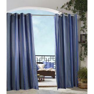 Outdoor Decor Gazebo Stripe Indoor/Outdoor Grommet Top Window Panel   Blue