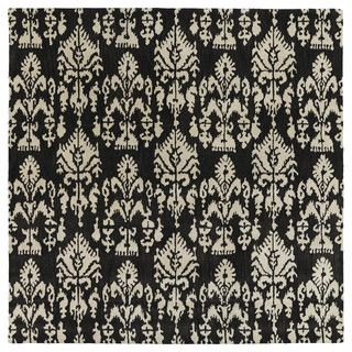 Swanky Black Ikat Wool Rug (79 X 79 Square)