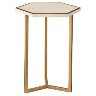 Accent Table Threshold Faux Shell Inlay Hexagonal Accent Table   Cream/ Gold
