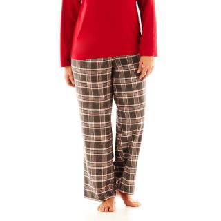 LIZ CLAIBORNE Flannel Pajama Set, Red, Womens