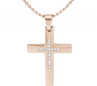 Moise Stainless Steel CZ Cross Necklace 402226   Rose Gold Tone Pendants
