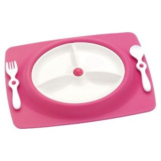 Mate Stay Put Mat Plate and Utensil Set   Pink by Skip Hop