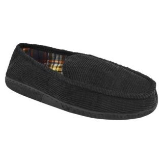 Mens MUK LUKS Corduroy Moccasin with Flannel Lining   Black 10.5