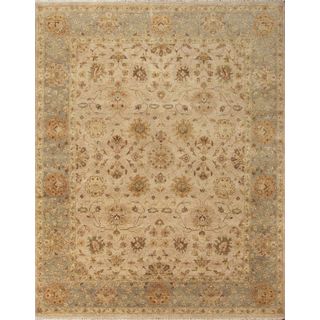 Hand knotted Ziegler Beige Blue Vegetable Dyes Wool Rug (6 X 9)