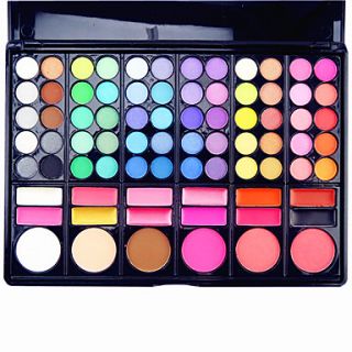 78 Colors 3in1 Professional 60 Eyeshadow 12 Lipstick 6 Blusher Makeup Cosmetic Palette with Mirror2 Sponge Applicator