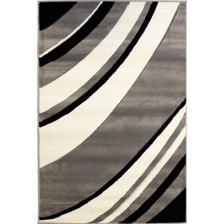 Hand carved Waves Modern Grey/ White Area Rug (710 X 910)