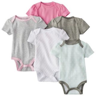 Circo Newborn Girls 5 Pack Short sleeve Bodysuit   Pink/Grey 12 M