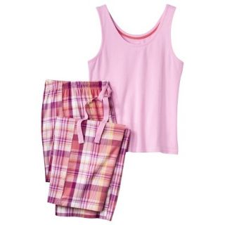 Hanes Premium Womens PJ Set   Pink Plaid XL