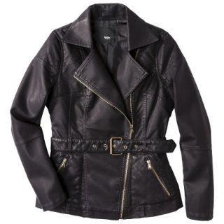 Mossimo Womens Faux Leather Belted Jacket  Black S