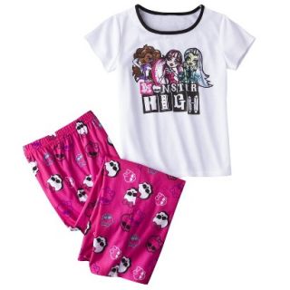 Monster Chic Girls Short Sleeve Pajama Set  Fuchsia S