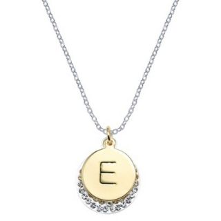 Silver Plated Necklace Charm with Initial E   Clear