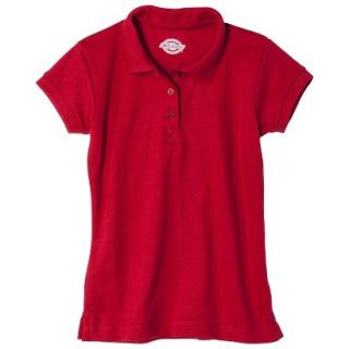 Dickies Girls School Uniform Short Sleeve Interlock Polo   Red 6X