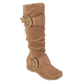 Journee Collection Womens Buckle Accent Mid calf Boots Camel  10