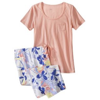 Gilligan & OMalley Womens Tee Shirt/Crop PJ Set   Coral Island Floral S