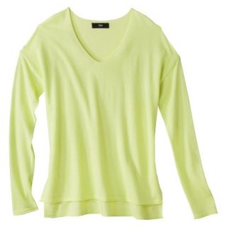 Mossimo Petites Long Sleeve V Neck Pullover Sweater   Luminary Green XLP
