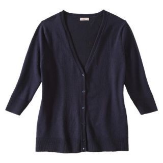 Merona Womens Plus Size 3/4 Sleeve V Neck Cardigan Sweater   Navy 4