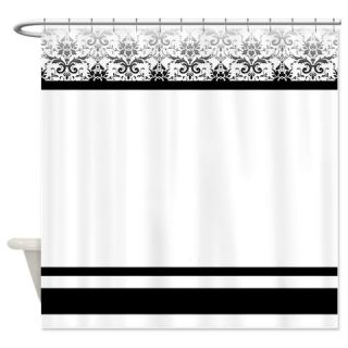  Black and White Damask Shower Curtain