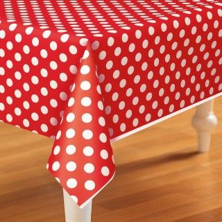 Red and White Dots Plastic Tablecover