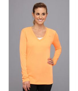 Nike Regular Long Sleeve Legend Tee V Neck Womens Long Sleeve Pullover (Orange)