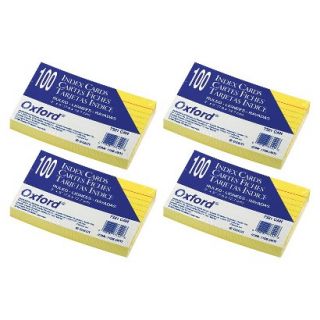 Oxford 100 Count Ruled Index Cards 4 Pack   Yellow (3X5)