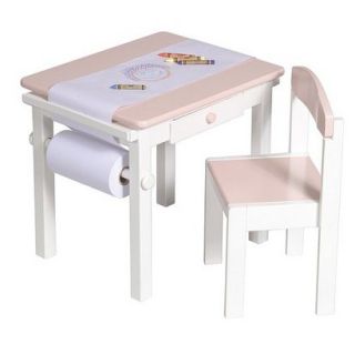 Guidecraft Art Table and Chair Set   Pink/White