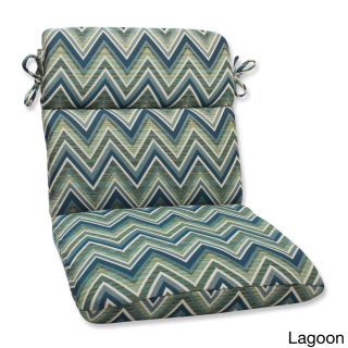 Pillow Perfect Rounded Corners Chair Cushion With Sunbrella Chevron Fabric
