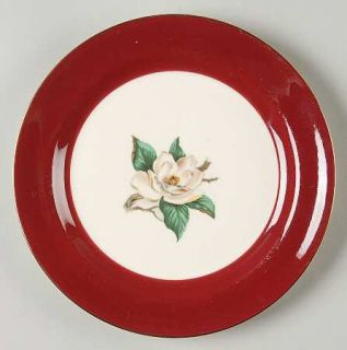 Lifetime Burgundy Salad Plate, Fine China Dinnerware   Cavalier, Red Rim, White