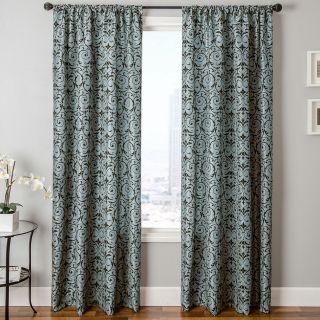 LaCrosse Faux Silk Rod Pocket Curtain Panel, Blue