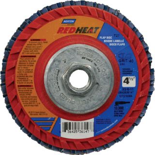 Norton Red Heat Type 27 Flap Discs   5 Pack, 40 Grit, 4.5 Inch x 5/8 Inch 11,