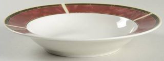 Sango Ruby Rim Soup Bowl, Fine China Dinnerware   Yellow Design On Ruby Marble B