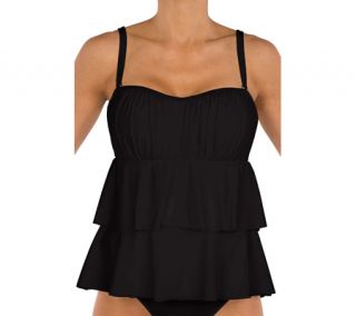 Womens Sunsets Underwire Bandeau Tankini with Foam Bra   Black Separates