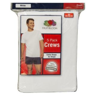 Fruit of the Loom Mens Crewneck Tee 5 Pack   White S