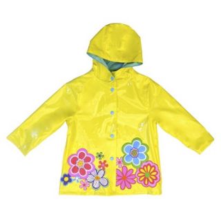 Raindrops Infant Toddler Girls Floral Raincoat   Yellow 4T