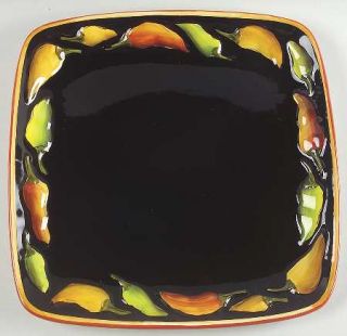 Clay Art Caliente Square Dinner Plate, Fine China Dinnerware   Red,Yellow&Green