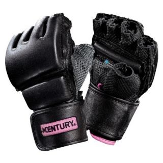 Century Womens Leather Wrap Gloves with Clinch   Black/ Pink (Medium)