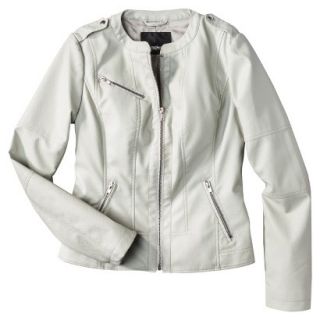 Mossimo Womens Faux Leather Jacket  Ivory M