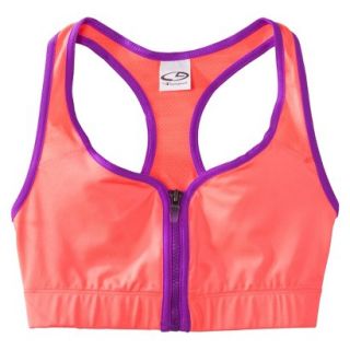 C9 by Champion Womens Zip Compression Bra With Mesh   Sunset L
