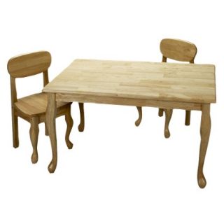 Kids Table and Chair Set Queen Anne Rectangle Table and 2 Chairs   Natural