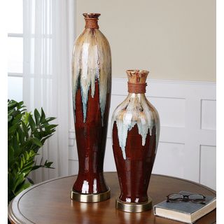 Aegis Glazed Ceramic Vases, S/2